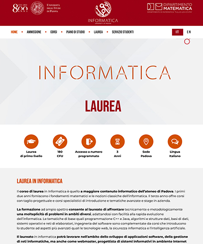 Design sito Corso Informatica